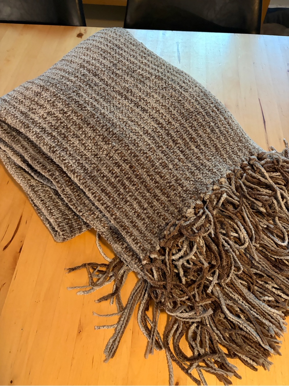 Restoration Hardware Chunky Knit Throw Blanket in Taupe and Cream